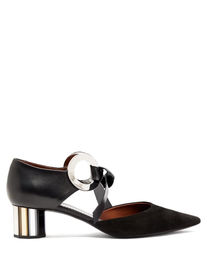 Proenza Schouler Spectra Front-tie Block Heel Suede Mules