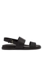 Matchesfashion.com Casablanca 1942 - Titao Leather And Woven Raffia Sandals - Mens - Black