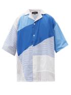 Matchesfashion.com Ahluwalia - Patrick Striped Patchwork Cotton-poplin Shirt - Mens - White Multi
