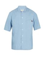 Maison Kitsuné Logo-embroidered Chambray Cotton Shirt