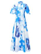 Matchesfashion.com Carolina Herrera - Superbloom-print Cotton-blend Poplin Gown - Womens - Blue White