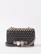 Alexander Mcqueen - Four Ring Spiked Leather Cross-body Bag - Womens - Black