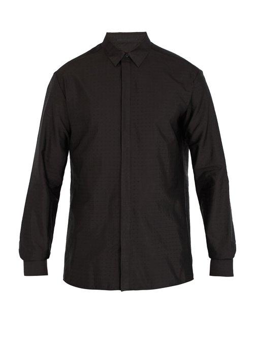 Matchesfashion.com Haider Ackermann - Polka Dot Jacquard Silk Blend Shirt - Mens - Grey