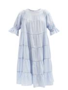Merlette - Paradis Tiered Cotton-chambray Dress - Womens - Blue