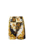 Matchesfashion.com Versace - Baroque-print Silk-twill Shorts - Mens - Black Yellow