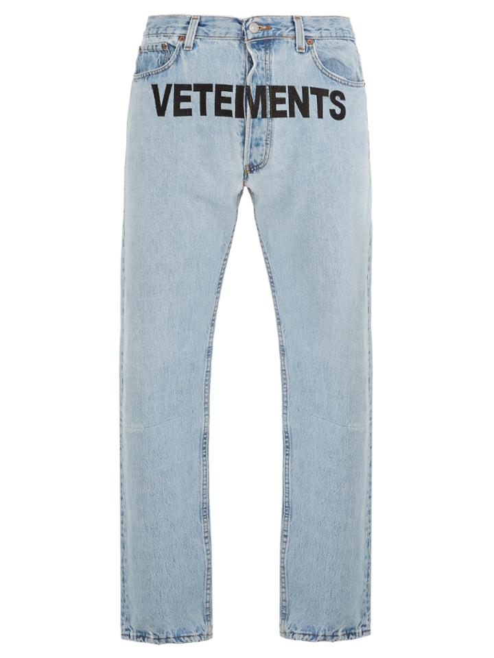 Vetements X Levi's Logo-embroidery Low-rise Wide-leg Jeans