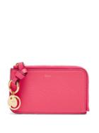 Chlo - Alphabet Zipped Grained-leather Cardholder - Womens - Pink