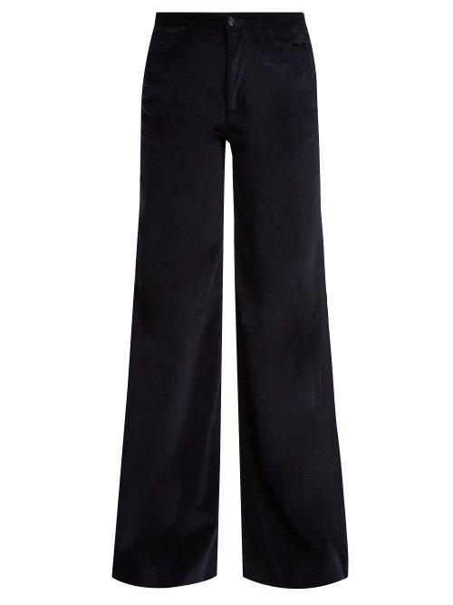 Matchesfashion.com Connolly - Needle Wide Leg Corduroy Trousers - Womens - Navy