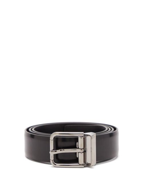 Dolce & Gabbana - Logo-engraved Leather Belt - Mens - Black