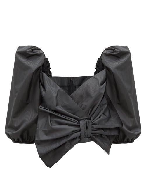 Matchesfashion.com Redvalentino - Exaggerated-bow Moir Blouse - Womens - Black