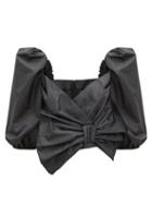 Matchesfashion.com Redvalentino - Exaggerated-bow Moir Blouse - Womens - Black