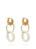 Matchesfashion.com Bottega Veneta - Charm Gold Plated Sterling Silver Hoop Earrings - Womens - White