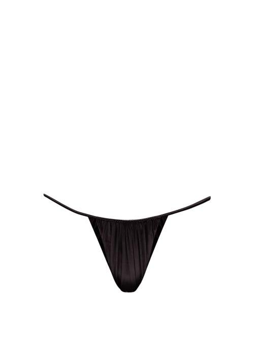 Ladies Beachwear Isa Boulder - Leaf High-cut Ruched Bikini Briefs - Womens - Black