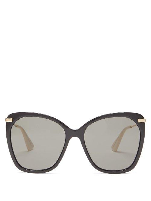 Matchesfashion.com Gucci - Oversized Acetate Sunglasses - Womens - Black Grey