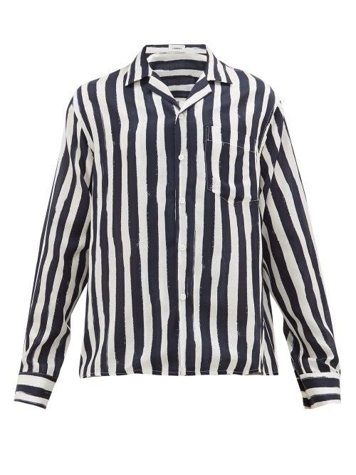 Matchesfashion.com Commas - Striped Silk-blend Shirt - Mens - Blue White