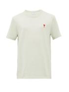 Matchesfashion.com Ami - Logo Embroidered Cotton Jersey T Shirt - Mens - Light Green