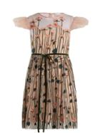 Matchesfashion.com Redvalentino - Floral Embroidered Tulle Mini Dress - Womens - Nude