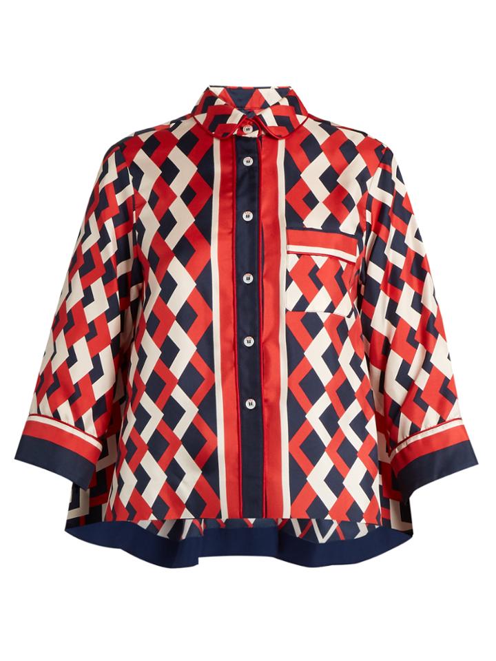 F.r.s - For Restless Sleepers Artemide Geometric-print Silk Blouse