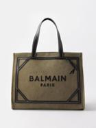 Balmain - B-army Leather-trim Canvas Tote - Womens - Black Khaki