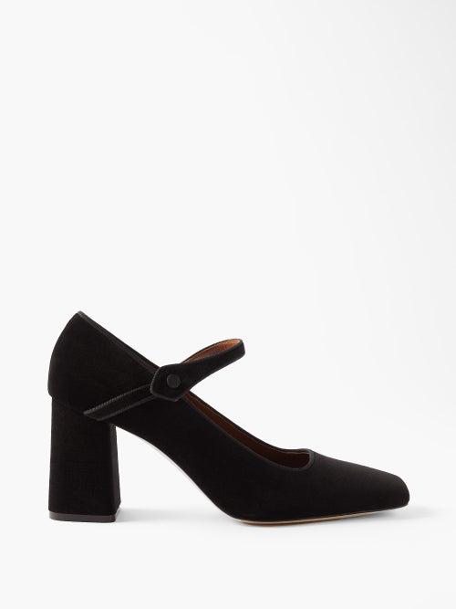 Le Monde Beryl - Velvet Mary Jane Pumps - Womens - Black