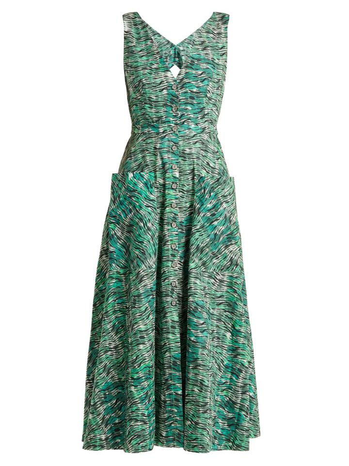Saloni Zoey Seaweed-printed Cotton Dress
