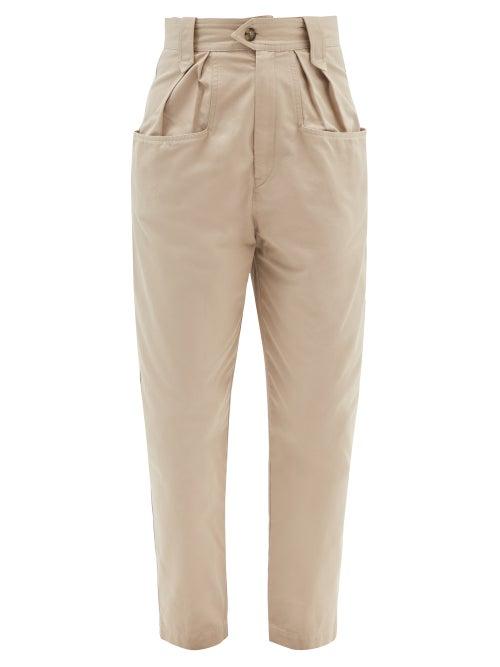 Isabel Marant Toile - Pulcina High-rise Cotton-gabardine Trousers - Womens - Beige