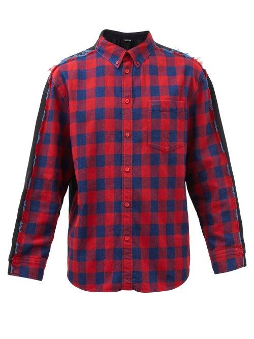 Balenciaga - Deconstructed Checked Cotton Shirt - Mens - Red Multi