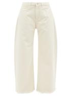 Ladies Rtw Marques'almeida - Frayed-cuff Organic-cotton Wide-leg Jeans - Womens - Beige
