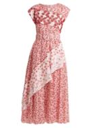 Matchesfashion.com Gl Hrgel - Contrast Panel Floral Print Cotton Dress - Womens - Pink Print