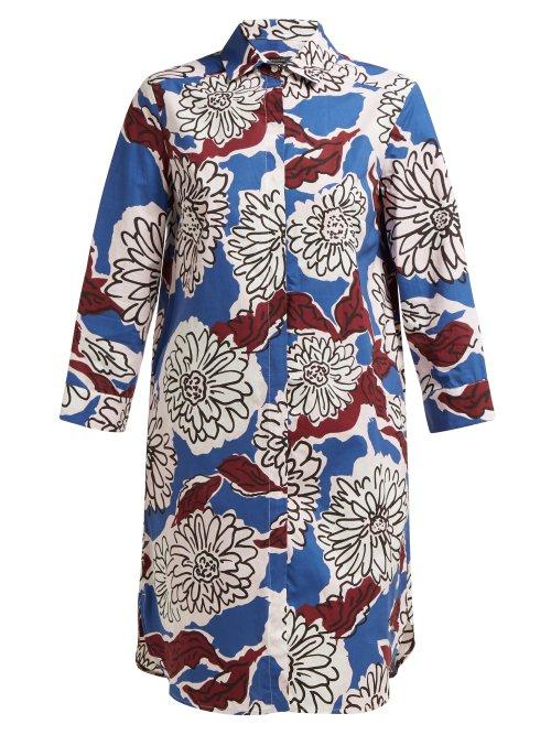 Matchesfashion.com Weekend Max Mara - Prato Flower Print Shirt - Womens - Blue Multi
