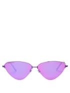Matchesfashion.com Balenciaga - Invisible Cat Eye Mirrored Metal Sunglasses - Womens - Purple
