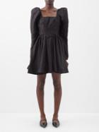 Aje - Fleur Puff-sleeve Linen-blend Mini Dress - Womens - Black