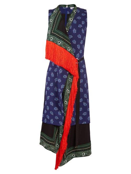 Matchesfashion.com Altuzarra - Bina Sleeveless Scarf Print Stretch Cady Dress - Womens - Blue Multi