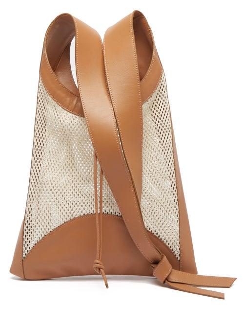 Hereu - Salabre Leather And Mesh Cross-body Bag - Womens - Tan Multi