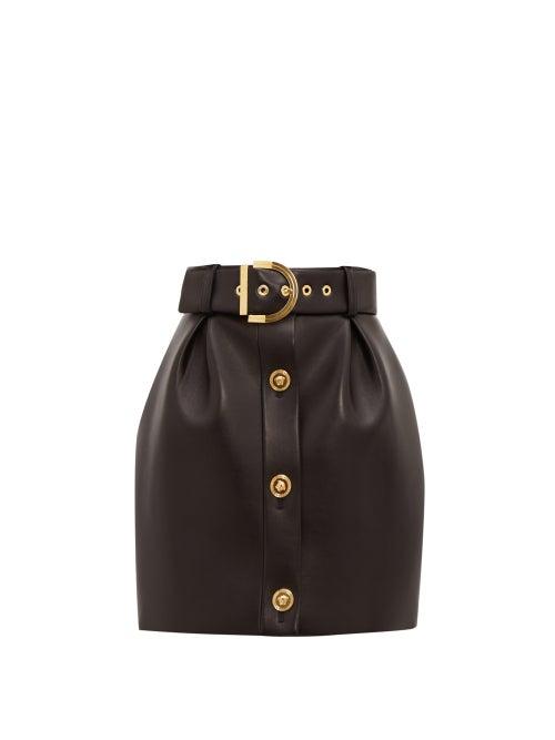 Matchesfashion.com Versace - Belted Leather Mini Skirt - Womens - Black
