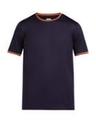 Matchesfashion.com Paul Smith - Artist Striped Trim Cotton T Shirt - Mens - Navy