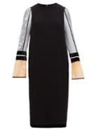Matchesfashion.com Mame Kurogouchi - Silk Floral Print Sleeves Midi Dress - Womens - Black Multi