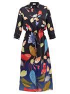 Matchesfashion.com Peter Pilotto - Floral-print Satin-faille Shirt Dress - Womens - Black Multi