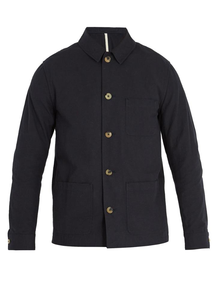 De Bonne Facture Point-collar Slub-cotton Canvas Jacket