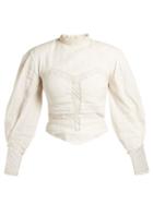 Matchesfashion.com Isabel Marant - Lyneth Lace High Neck Cotton Top - Womens - White