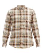 Matchesfashion.com Burberry - Cadby Embroidered-logo Checked Cotton-blend Shirt - Mens - Beige