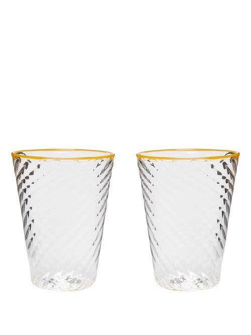 Matchesfashion.com Campbell-rey - X Laguna B Set Of Two Cosima Highball Glasses - Yellow Multi