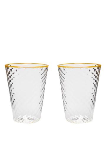 Matchesfashion.com Campbell-rey - X Laguna B Set Of Two Cosima Highball Glasses - Yellow Multi