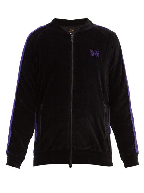 Matchesfashion.com Needles - Butterfly-embroidered Cotton-blend Track Jacket - Mens - Black