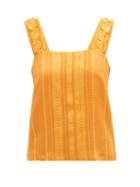 Matchesfashion.com Zeus + Dione - Lora Embroidered-strap Silk-blend Jacquard Blouse - Womens - Orange