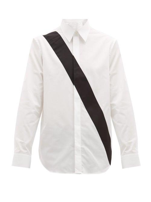 Matchesfashion.com Helmut Lang - Appliqu Band Logo Print Cotton Shirt - Mens - White Black