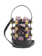 Matchesfashion.com Fabrizio Viti - Miss Daisy Leather And Satin Bucket Bag - Womens - Pink Multi