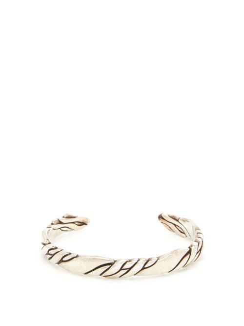 Matchesfashion.com Saint Laurent - Twisted Antiqued Cuff - Mens - Silver