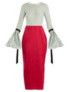 Emilio De La Morena Bi-colour Balloon-sleeved Silk Dress