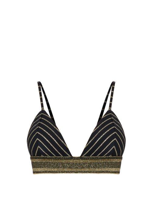 Matchesfashion.com Biondi - Luna Triangle Bikini Top - Womens - Black Gold